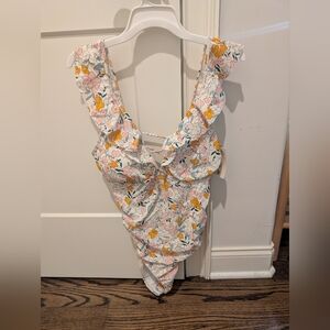 Floral Ruffle One-Piece Nursing Swimsuit